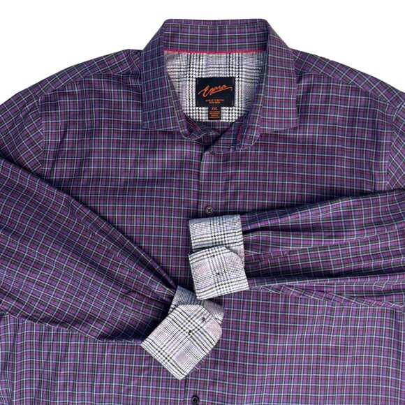 Egara Men's Purple Gingham Button Down Long Sleeve - Size XXL - Picture 1 of 8